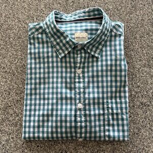GH Bass & Co Button Down Shirt Mens L‎ Check Green White Cotton Regular Fit